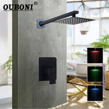 OUBONI 8/16  Inch Matte Black Bathroom Faucet Ceiling Square Shower Head Solid Brass Wall Mount Rainfall Hand Shower Faucet Set 2024 - buy cheap