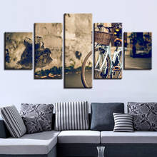 Modern Home Art Prints Decor For Living Room Wall 5 Pieces Bike Landscape Pictures Frame Modular Poster Canvas Painting Artworks 2024 - buy cheap