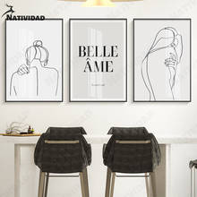 Nordic Minimalism Line Girl Text Art Print Wall Sticker Art Korean Canvas Painting Living Room Bedroom Shop Home Decor Painting 2024 - buy cheap