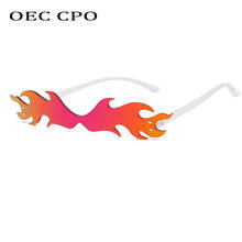 OEC CPO-gafas de sol con diseño de llama para mujer, anteojos de sol femeninos ultralivianos, con diseño de ojo de gato, sin montura, Estilo Vintage, Punk, UV400, O733 2024 - compra barato