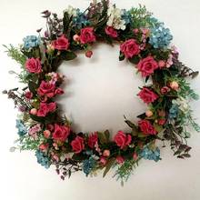 Thanksgiving Artificial Flowers Wreath Lintel Simulation Rose Doors Decorated Christmas Flower Garland Ornaments Round-shaped 2024 - buy cheap