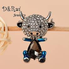 Enamel Cow Cattle Brooches Pins Lovely Crystal Animal OX Brooch with Rhinestones Jewelry for Women Coat Badge Clothes 2021 Gifts 2024 - buy cheap