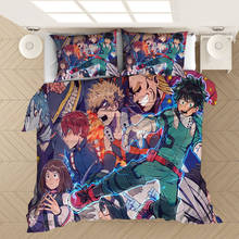 Jogo de cama my hero academia, edredon e fronhas com estampa 3d de anime, roupa de cama sem lençol 2024 - compre barato