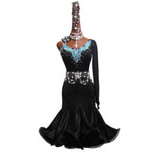 Vestido de baile latino con diamantes de imitación brillantes para mujer, ropa Sexy de competición para actuación de baile, sin hombros, cola de pescado 2024 - compra barato