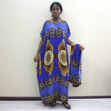 2019 mais recentes chegadas moda dashikiage africano dashiki rosa cor algodão floral impressão plus size elegante vestido feminino com cachecol 2024 - compre barato