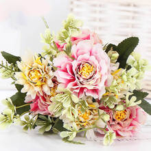 1 Bouquet Camellia Artificial Peony Rose Flowers Silk Fake flores Wedding Flower DIY Home Garden Party Decoration 2024 - buy cheap