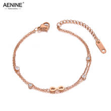 Aenine na moda dupla camada infinidade charme pulseiras para mulheres de aço inoxidável bohemia cz cristal link chain pulseira ab20011 2024 - compre barato