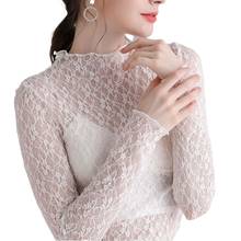 2022 New Transparent Korean Loose Women Lace Blouse 3 Colors Female Bottoming Blouses Fashion Cheaper Tops 2024 - buy cheap