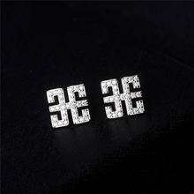 AAA Zirconia Geometric Stud Earrings For Women Original Brand Letter Earrings Women Jewelry kolczyki Z070 2024 - buy cheap