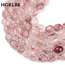 HGKLBB Natural Strawberry Quartz Crystal stone Beads Irregular Gravel beads for Jewelry making L:39cm bracelets Necklace DIY 2024 - buy cheap
