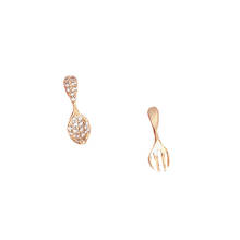 S925 Sterling Silver Earrings with Asymmetric Spoon Fork Ear Stud Exquisite Zircon Small Earrings for Ins Female Student 2024 - buy cheap