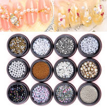 High Quality New Shiny Flat Pearl Beads Ornament Mixed with Rhinestones 3D Charm DIY Nail Art Design Accessories 2024 - buy cheap