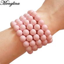 Menglina 5pcs Fashion Lovely Light Pink Color Acrylic Bead Bracelets For Little Girls Elastic Stretch Plastic Beads Bracelet 2024 - buy cheap