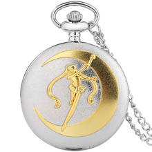 Silver Gold Pocket Watch Necklace Pendant Watches Fob Chain Pocket Clock Gifts for Student Girls 2024 - buy cheap