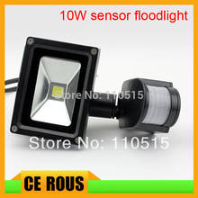 Black Color 10W PIR Passive Infrared Motion Sensor Flood Light AC 110-220V 900 Lumen waterproof park light free shipping 2024 - купить недорого