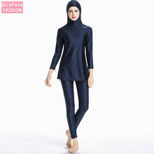 Muslim Swimwear Women Modest Patchwork Full Cover Long Sleeve Burkinis Wear Swimming Bathing Suit Beach Hijab Swimsuit 2024 - buy cheap