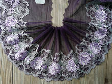 15 yardas de bordado de encaje de poliéster Floral, 20cm de ancho, tela para manualidades de costura DIY para vestidos, púrpura oscuro 2024 - compra barato