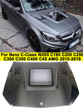 Автомобильная передняя крышка крышки авто капот двигателя для Benz C-Class W205 C180 C200 C250 C300 C350 C43 AMG C63 AMG 2015-2019 углеродное волокно 2024 - купить недорого