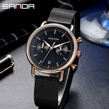 SANDA Men's Fashion Watch Mesh Calendar Quartz Sport Watches Business Casual Watch for Man Clock Montre Homme Relogio Masculino 2024 - buy cheap