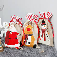 1P 18*30 см большая рождественская Подарочная сумка, Санта-Клаус, снеговик, лось, шнурок, фотография, Рождественское украшение 2024 - купить недорого