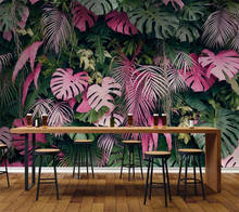 wellyu Custom wallpaper 3D mural pink green rainforest plant TV background wall living room bedroom restaurant 3d wallpaper обои 2024 - buy cheap