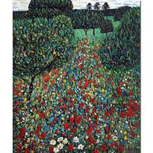 Modern Art Poppy Field By Gustav Klimt Oil Paintings Reproduction Landscape Hand Painted Canvas Artwork High Quality Wall Decor 2024 - buy cheap