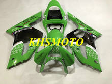 Kit de carenado de molde de inyección para motocicleta KAWASAKI, Juego de piezas de plástico ABS de carenado verde y negro para moto Ninja ZX6R 03 04 ZX 6R 636 2003 2004, regalos KH04 2024 - compra barato