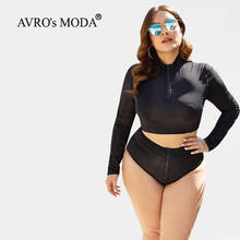 AVRO's MODA Sexy High Waist Swimsuit XXL Women 2021 Female Push Up Bikini Solid Two-Piece Zipper Plus Size Swimwear Bathing Suit 2024 - buy cheap