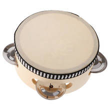 Hand Held Tambourine Drum with Metal Jingles Percussion Musical Instruments Toys for Church Party Dance (4 inch) 2024 - buy cheap