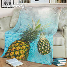 Blue Sea Turtle Iced Big Pineapple Flannel Throw Blanket Printed Quilts Weighted Blanket for Sofa Bed Soft Warm Dropshipping 2024 - buy cheap