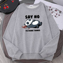 Say No To Doing Things, мужские свободные пуловеры в стиле Харадзюку с принтом спящей панды, новая свободная толстовка с круглым вырезом, повседневные толстовки 2024 - купить недорого