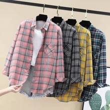 2022 Spring Summer Fashion Women Plaid Shirt Chic Checked Blouse Long Sleeve Female Casual Print Shirts Loose Cotton Tops Blusas 2024 - buy cheap