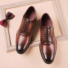 Туфли-оксфорды мужские из натуральной кожи, классические, на шнуровке, ручная работа, формальные, свадебная обувь 2024 - купить недорого