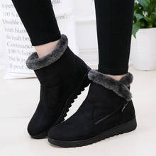 2019 г., женские зимние ботинки теплые короткие плюшевые зимние ботильоны для женщин, женские ботинки на платформе женская обувь теплая черная 2024 - купить недорого