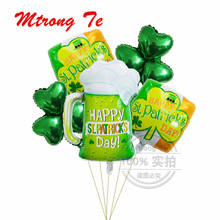 Globos de aire de taza de cerveza de trébol verde para celebración del Festival del Oktoberfest, suministros de Balon, decoración del Día de San Patricio, 5 uds. 2024 - compra barato