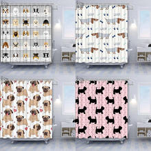 Cortina de chuveiro de tecido nyaa, com ganchos, poodle, lindo, desenho de animais, cachorro, gato, salsicha, yoga, banheiro decorativo 2024 - compre barato