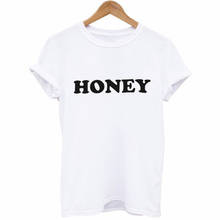 Camiseta con estampado de letras Honey para Mujer, remera estampada Harajuku, camiseta de manga corta para Mujer, Camisetas para Mujer 2024 - compra barato