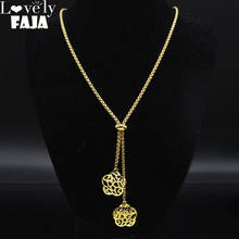 2022 Fashion Stainless Steel Flower Necklace for Women Gold Color Long Statement Necklace Jewelry collares largos N1360S03 2024 - buy cheap