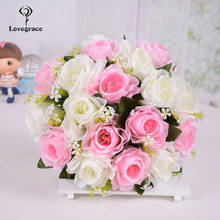 YO CHO Mini Bouquet Artificial Flower Silk Rose DIY Wedding Bouquet Fake Baby's Breath Girl Pink Rose Wedding Planner Supplies 2024 - buy cheap