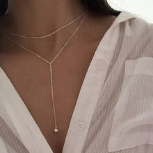 Star pendant necklace women's double chain collar necklace 2020 fashion jewelry ladies necklace clavicle chain 2024 - buy cheap