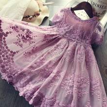 Lace Embroidery Kids Dresses for Girls Wedding Party tutu Flower Girls Dress 3-8 Years Birthday Party Children Girls Clothing 2024 - buy cheap