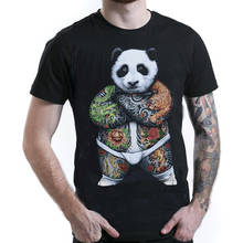 Multicolored Tattoo Panda T-Shirt Cotton Round Neck Short Sleeve T Shirt 2024 - buy cheap