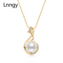 Lnngy colares corrente preenchida de ouro 14k, pingente banhado a ouro, colar de pérolas de água doce natural, joias femininas com pérolas 2024 - compre barato