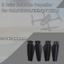 Hélice dobráveis para drone, 2 pares de adereços para d88/ex3/hs550/b4w/x11 fpv rc, peças de reposição de drone, hélice dobráveis, lâminas 2024 - compre barato