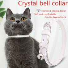 New pet cat collar with bell white crystal Braided collars puppy Diamond pu collar adjustable small dog necklace cat bell collar 2024 - buy cheap