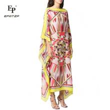 EFATZP New Arrivals color printing fashion elastic knitting fashion loose casual long dress 2024 - buy cheap