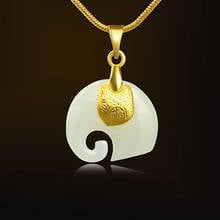 Gold Jade Pendant Necklace Drop Shipping Hetian Jade Elephant Pendant Lucky Amulet 24K Gold Jewelry For Women Men 2024 - buy cheap