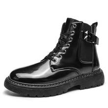 Botas masculinas de couro, calçado de neve clássico, quente para outono e inverno, motocicleta, cano alto quente 2024 - compre barato