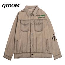 GTDOM-ropa de calle de Hip Hop para hombre, chaquetas Bomber vaqueras rasgadas con estampado de letras de grafiti, chaqueta vaquera, abrigo Harajuku, abrigos 2021 2024 - compra barato