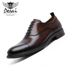 DESAI de cuero genuino de la marca de zapatos de vestir de oficina de caballero Retro zapatos de cuero de Oxford de cuero tamaño UE 38-47 38-47 38-47 2024 - compra barato